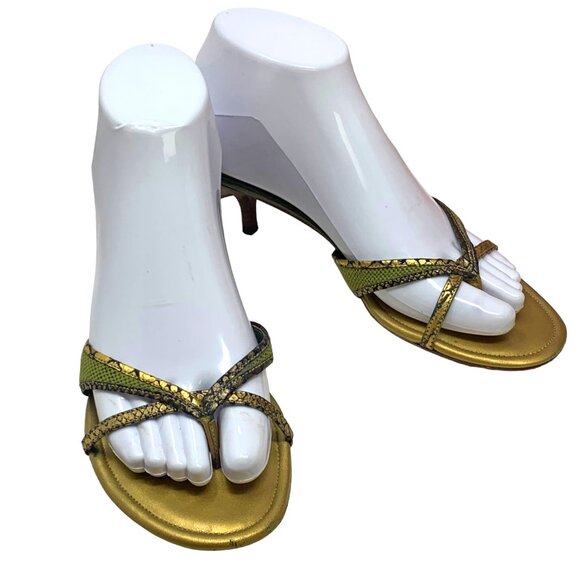 Cole Haan D16764 Metallic Leather Thong Kitten Heel Slides - Picture 8 of 10